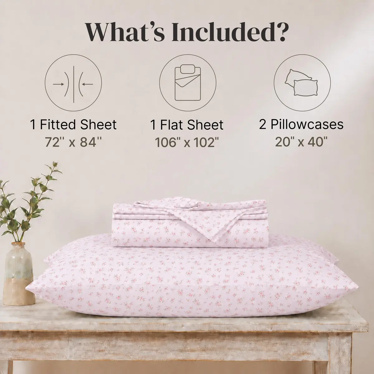 Modern Threads California King Bed Sheets Set | Ultra Soft Microfiber, Wrinkle-Free, Deep Pockets, Roses on Blush - view 3