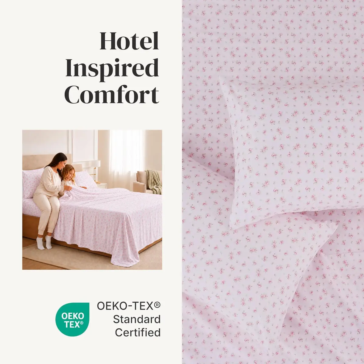 Modern Threads California King Bed Sheets Set | Ultra Soft Microfiber, Wrinkle-Free, Deep Pockets, Roses on Blush - view 4