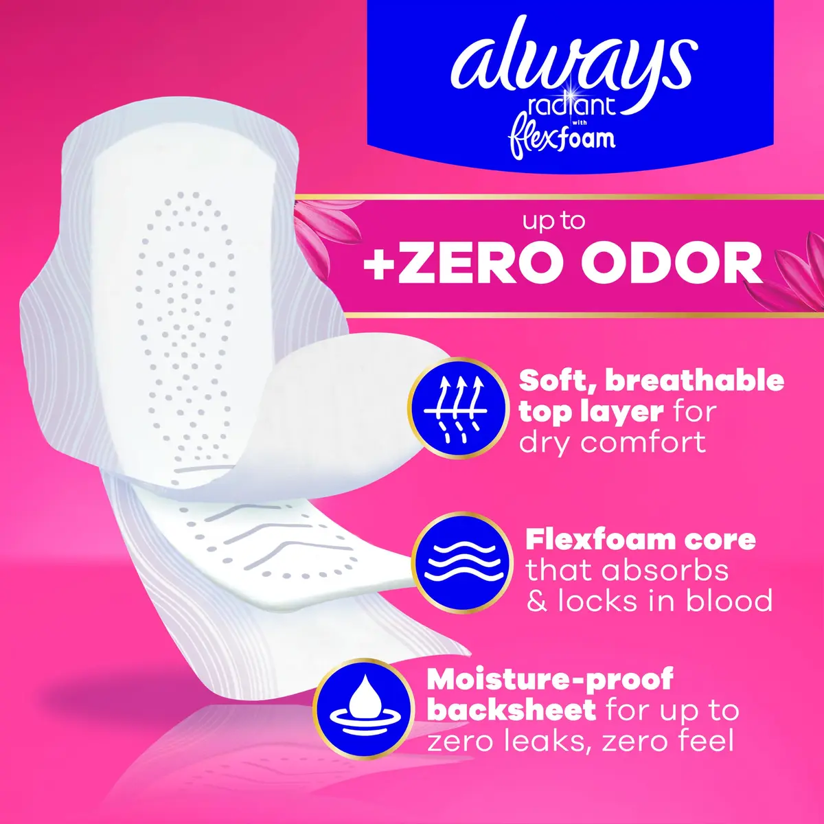 Always Feminine Pads Size 2 | Heavy Absorbency, Lightly Scented, 78 Count - view 2