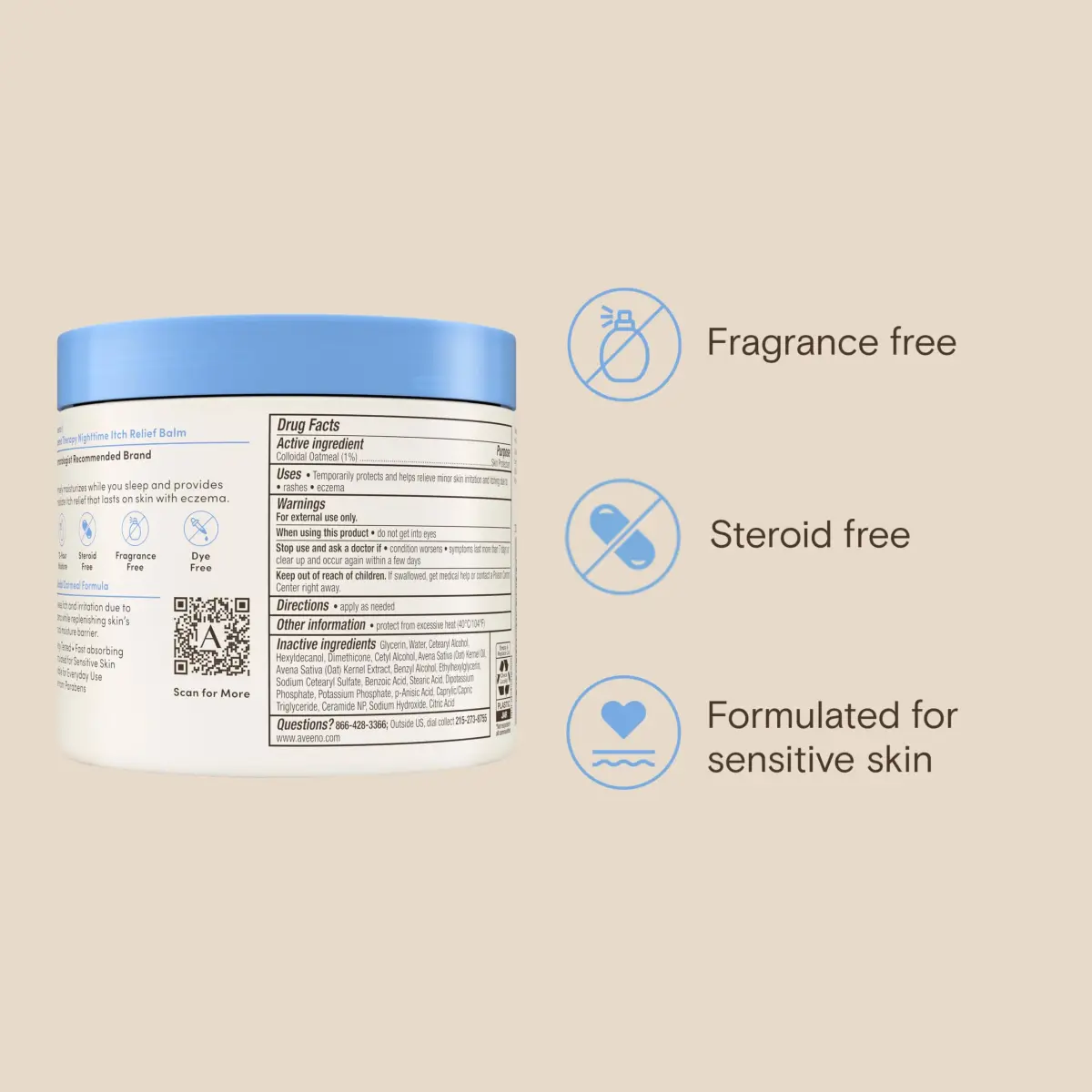 Aveeno Eczema Therapy Nighttime Itch Relief Body Balm 312g (11 Oz) | Soothes Itchy Skin & Restores Moisture Barrier - view 9