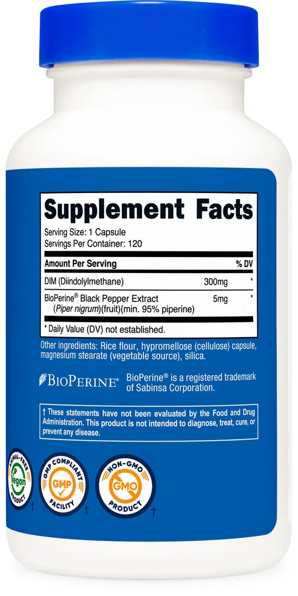 Nutricost DIM Plus BioPerine 300mg | Vegetarian Capsules for Men & Women - view 5