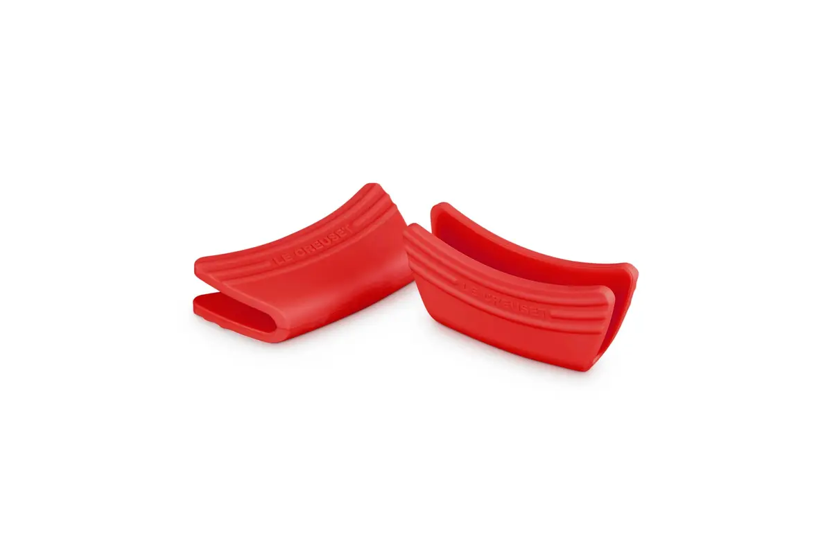 Le Creuset Silicone Handle Grips Set of 2, 12.7 cm (5") x 6.35 cm (2 1/2") Each, Cerise | Heat Resistant Kitchen Tool - main product image