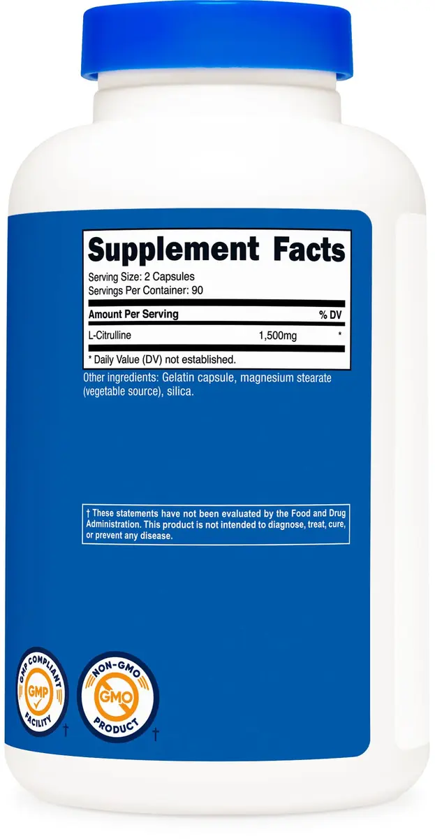 Nutricost L-Citrulline 1500mg | Gluten Free, GMO-Free Capsules for Athletes & Gym-Goers - view 5