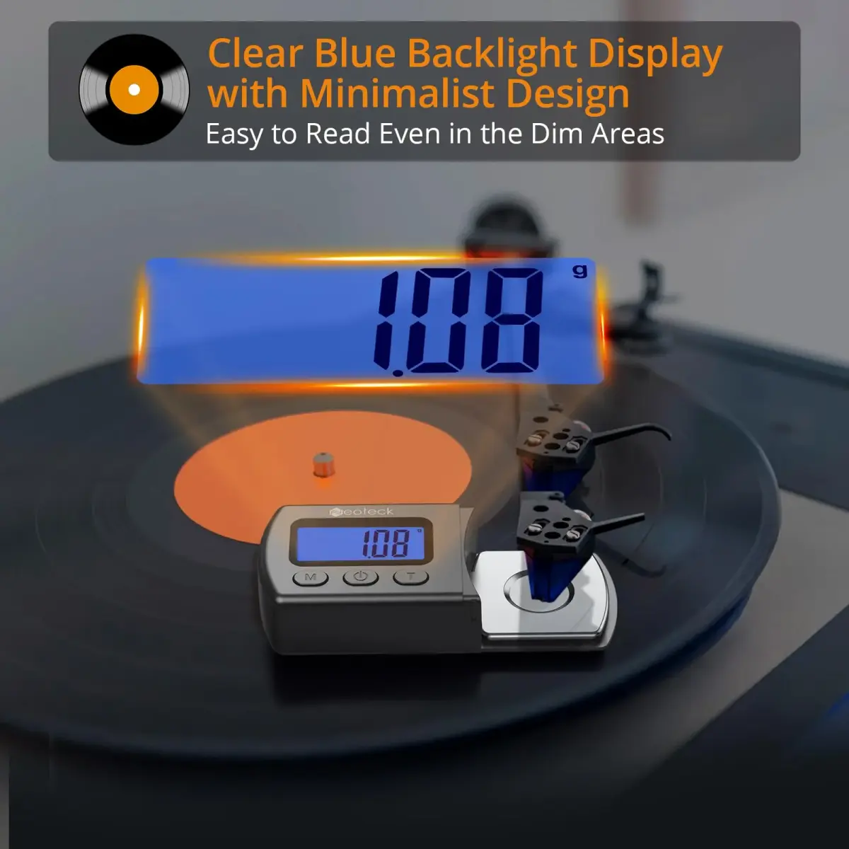 Neoteck Digital Turntable Stylus Force Gauge 0.01g/5.00g with Blue LCD | Accurate Tracking for Vinyl Playback - view 3