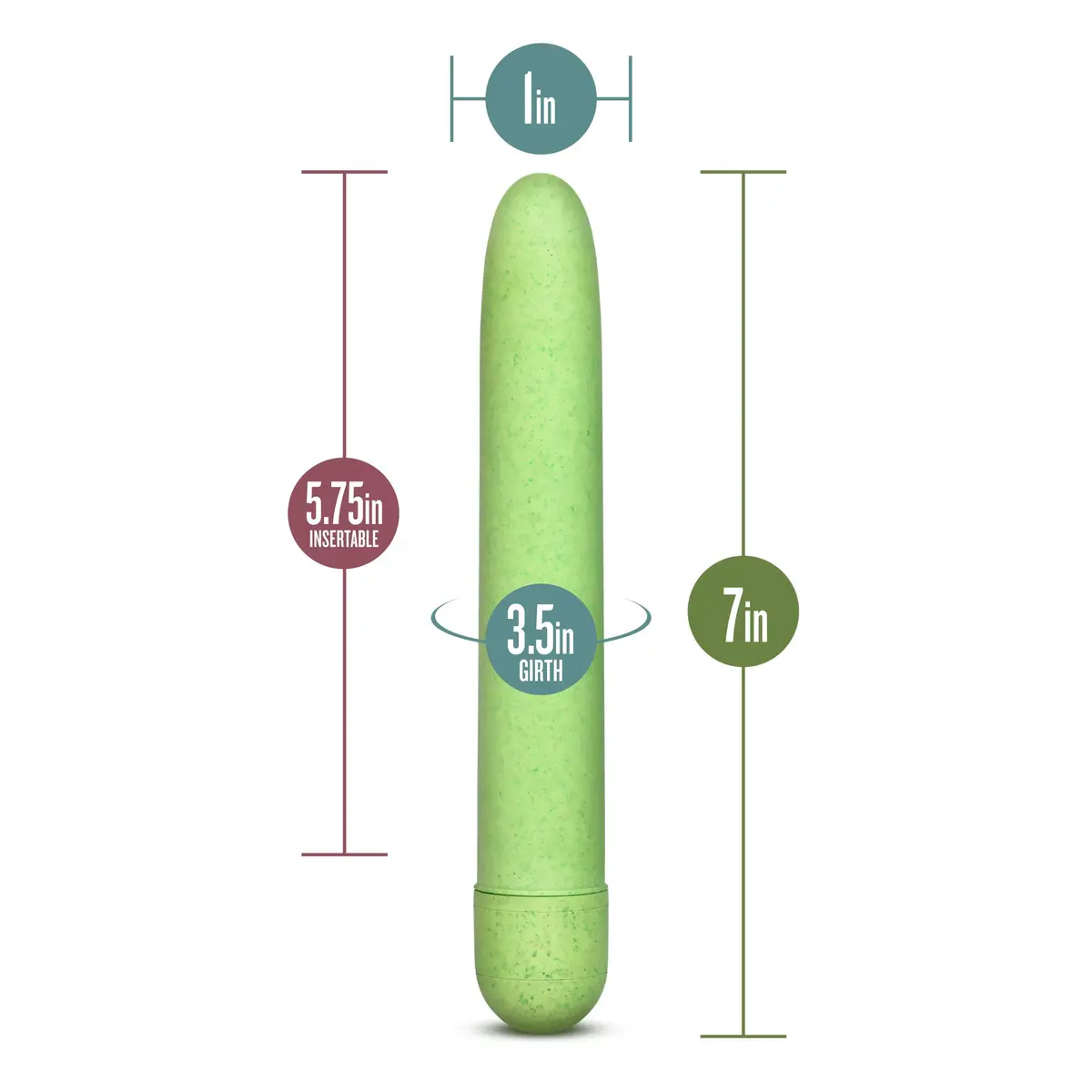 Blush Gaia® Eco 7" Slim Quiet Multispeed Vibrator, Green - view 3