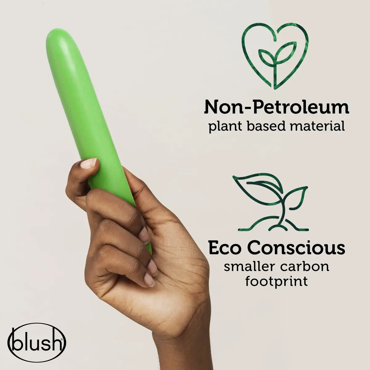 Blush Gaia® Eco 7" Slim Quiet Multispeed Vibrator, Green - view 4