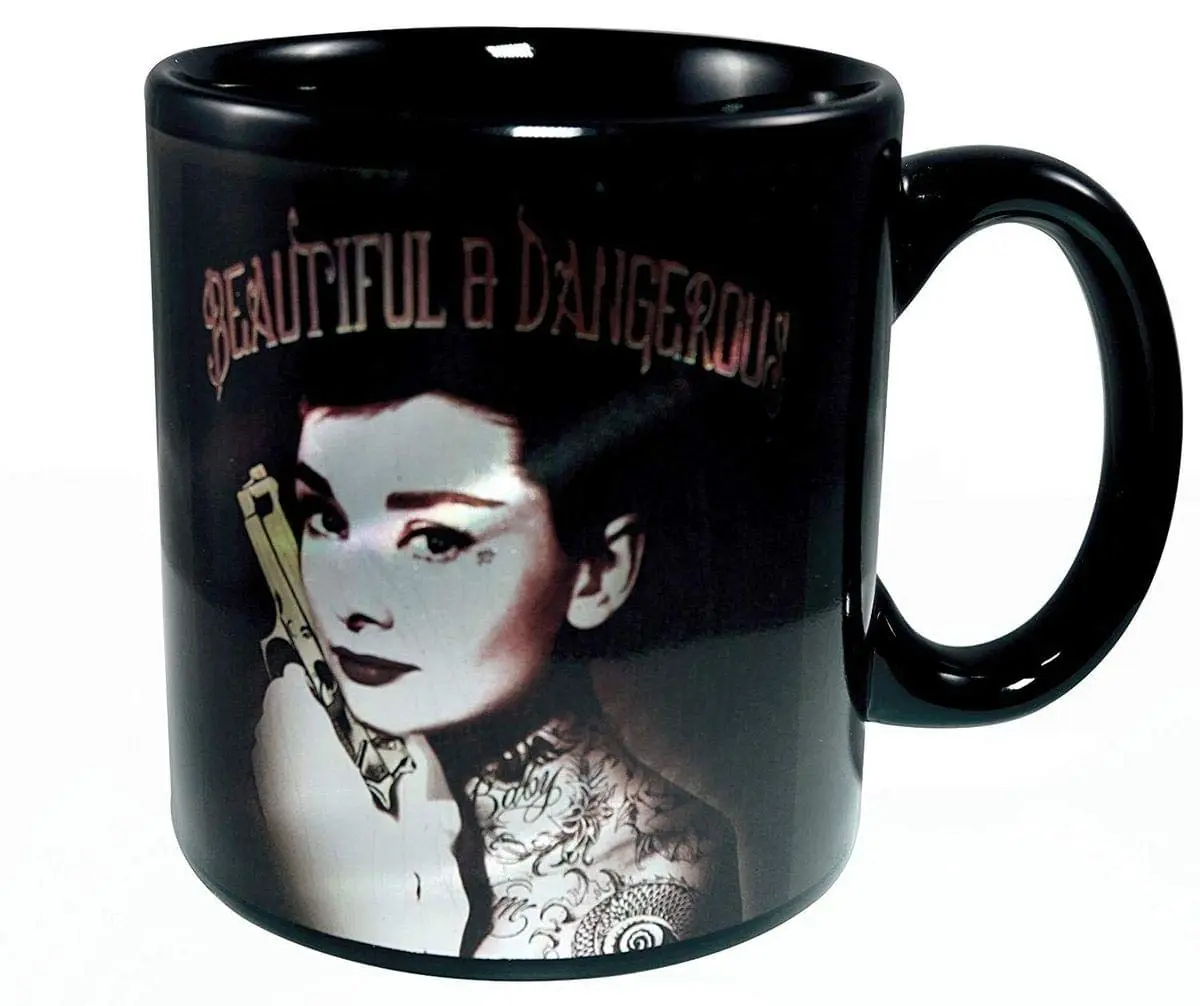 JUST FUNKY Audrey Hepburn Beautiful and Dangerous 20oz Ceramic Coffee Mug | Iconic Design, Large Capacity, Gift-Ready - main product image