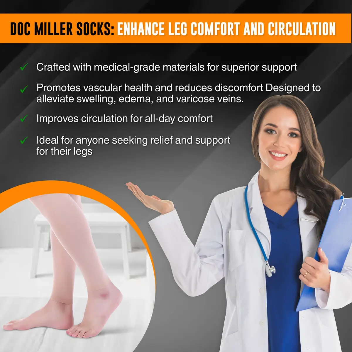 Doc Miller Compression Calf Sleeve for Men & Women 20-30mmHg | Graduated Support for Active Lifestyles - view 6