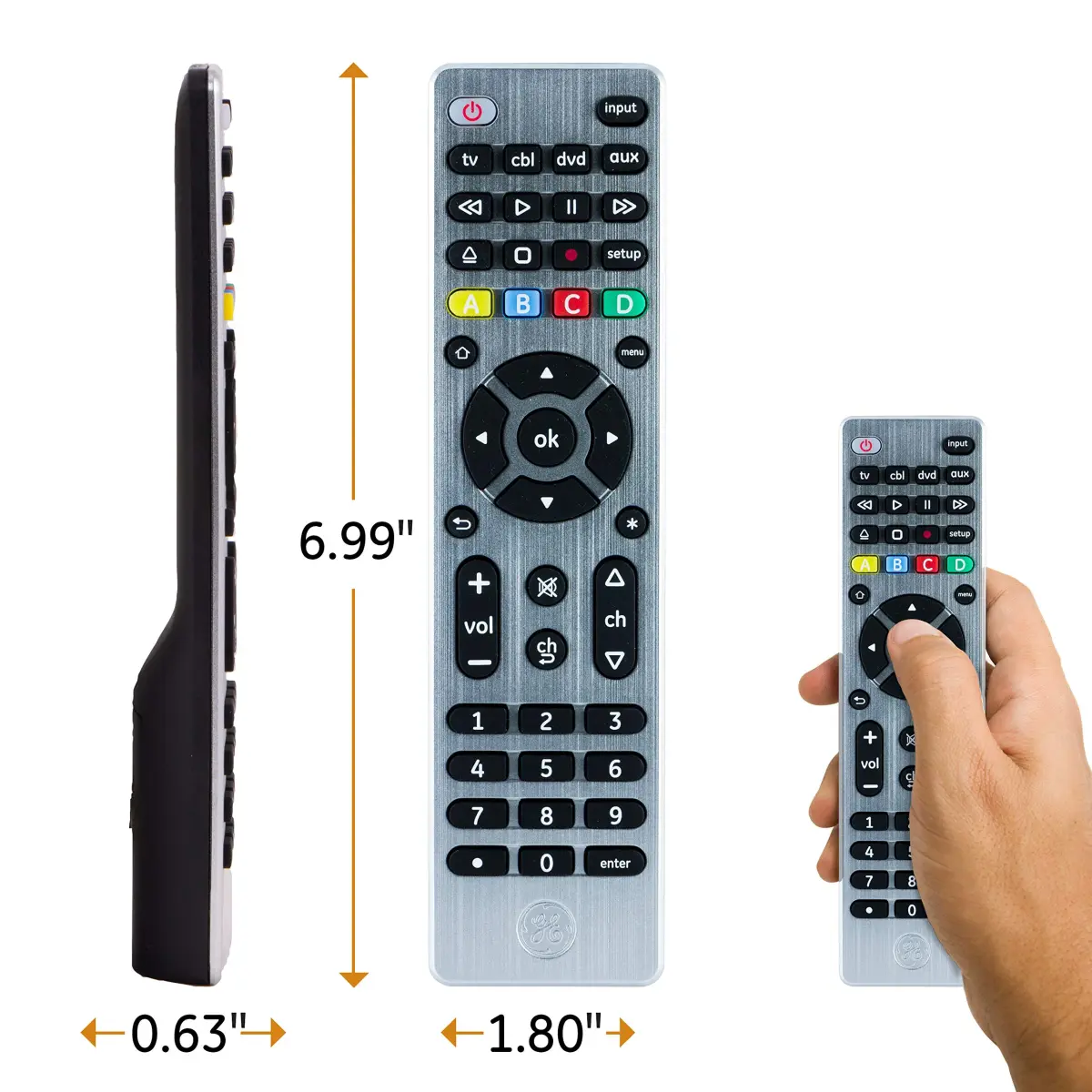GE Designer Series 4-Device Universal Remote Control with Master Volume | Silver Finish - view 5