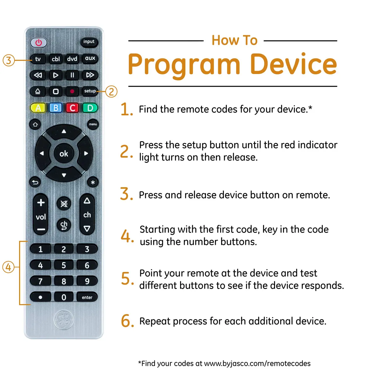 GE Designer Series 4-Device Universal Remote Control with Master Volume | Silver Finish - view 4