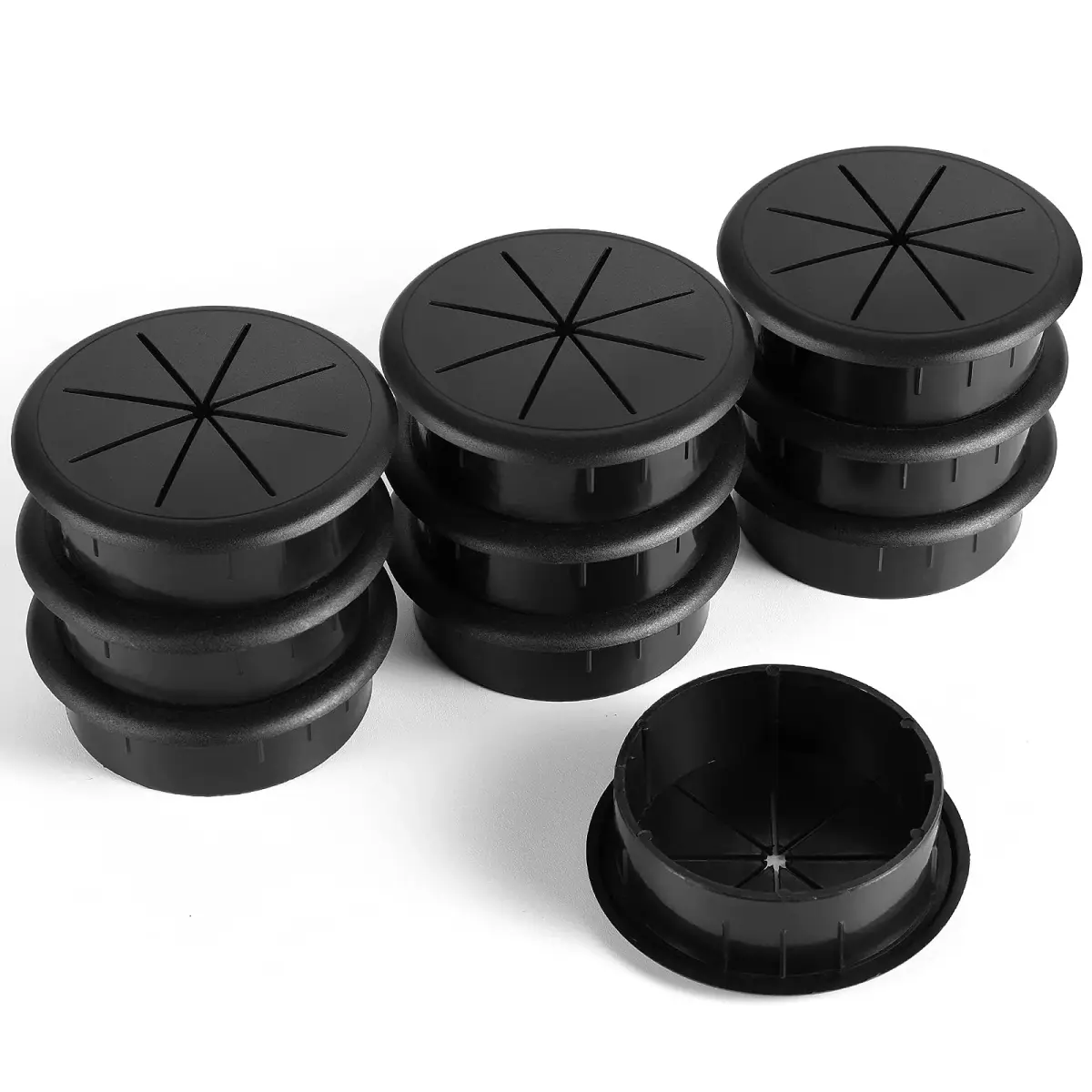 HYCC 10 Pack 2-3/8 Inch Flexible Desk Grommet | Organize Wires Effectively - main product image