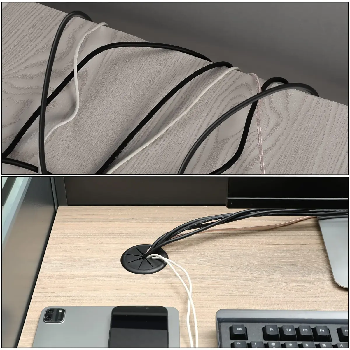 HYCC 10 Pack 2-3/8 Inch Flexible Desk Grommet | Organize Wires Effectively - view 6