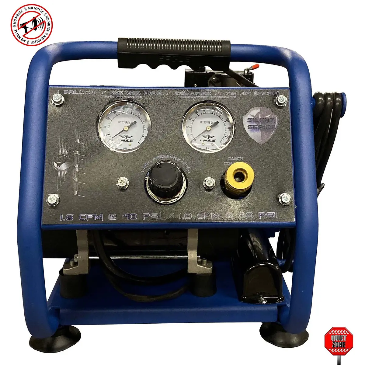 Eagle EA-2000 Silent Series 2000 Portable Air Compressor 1 Gallon | 125 PSI, MAX PSI, 115 V, Blue - view 2