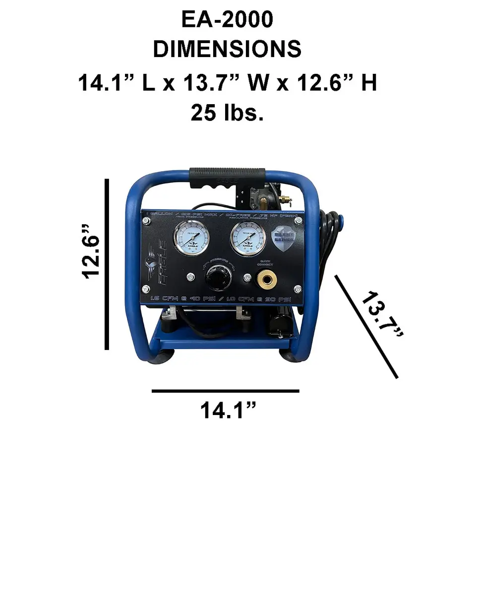 Eagle EA-2000 Silent Series 2000 Portable Air Compressor 1 Gallon | 125 PSI, MAX PSI, 115 V, Blue - view 3