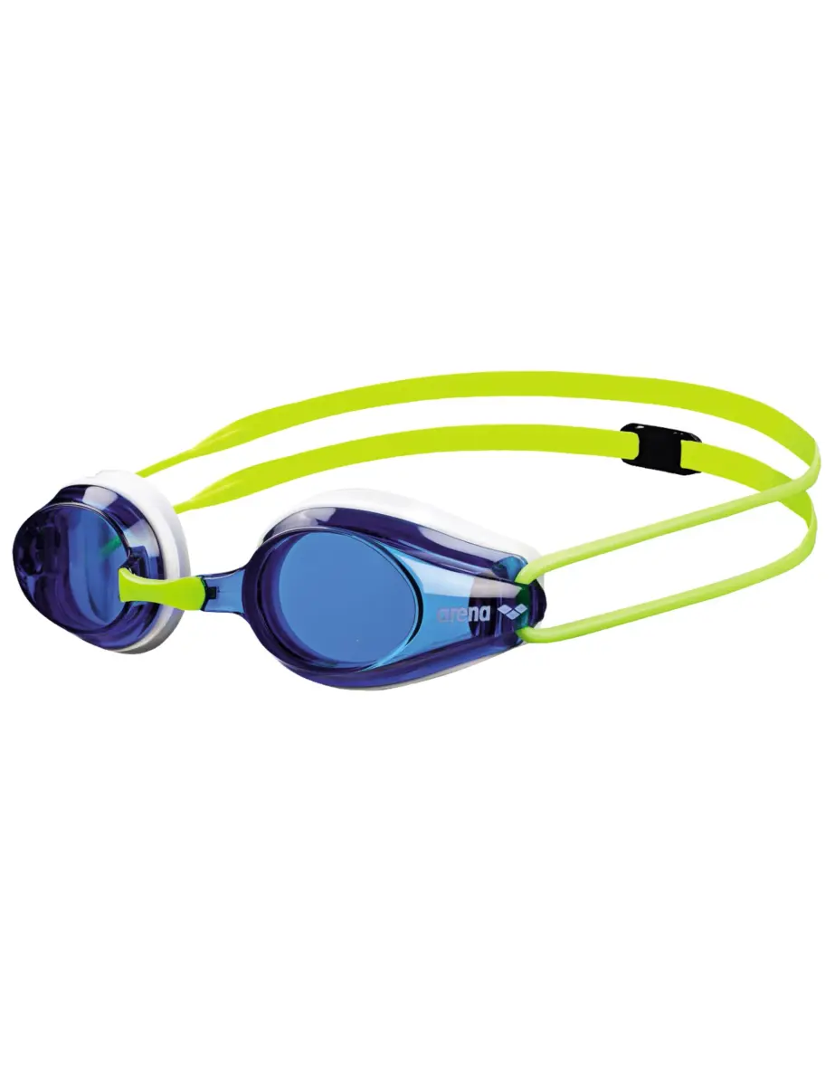 ARENA Tracks Junior Youth Racing Swim Goggles Kids Swimmers Anti-Fog Coated Non-Mirror Lens, Blue/White/Fluo Yellow - main product image