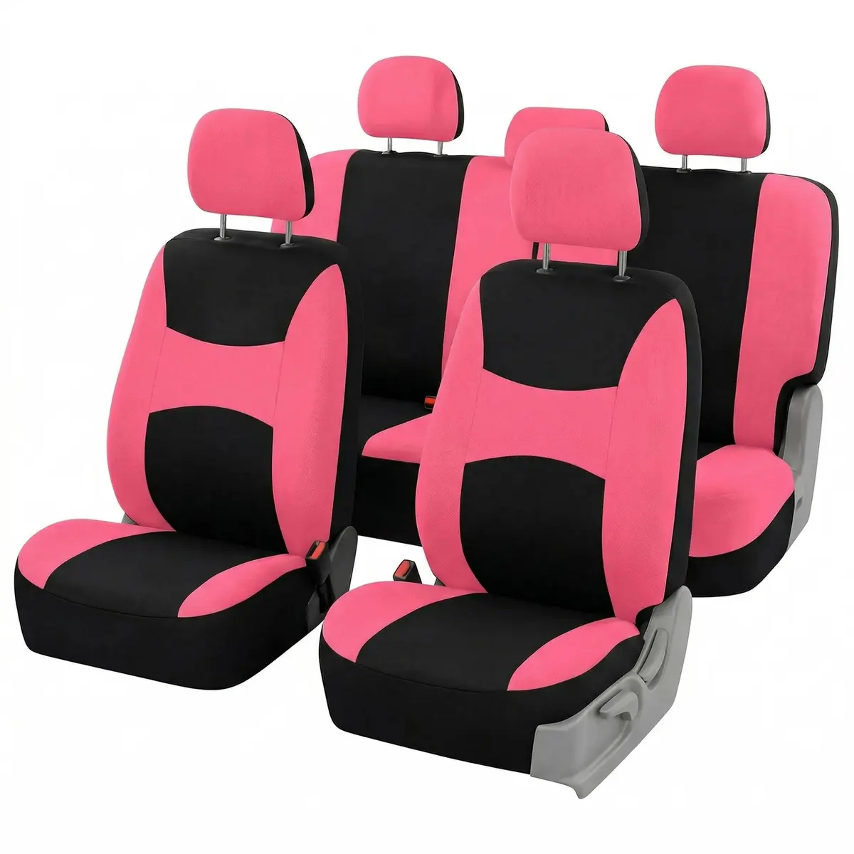 FH Group Car Seat Covers Full Set Cloth - Universal Fit, Airbag Compatible, Washable, Pink | Protect & Style Your Vehicle - main product image