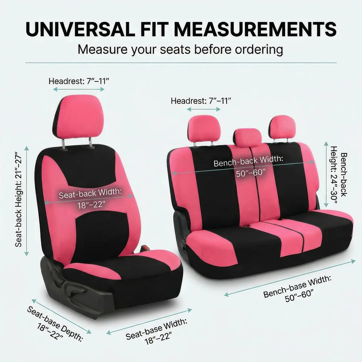 FH Group Car Seat Covers Full Set Cloth - Universal Fit, Airbag Compatible, Washable, Pink | Protect & Style Your Vehicle - view 6