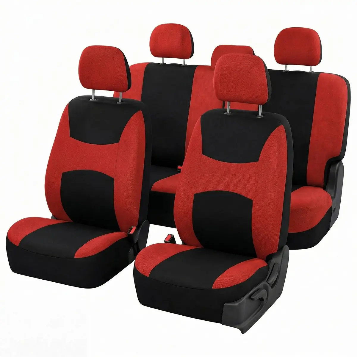 FH Group Car Seat Covers Full Set Cloth - Universal Fit, Washable, Airbag Compatible, Red | Interior Protection & Style - main product image
