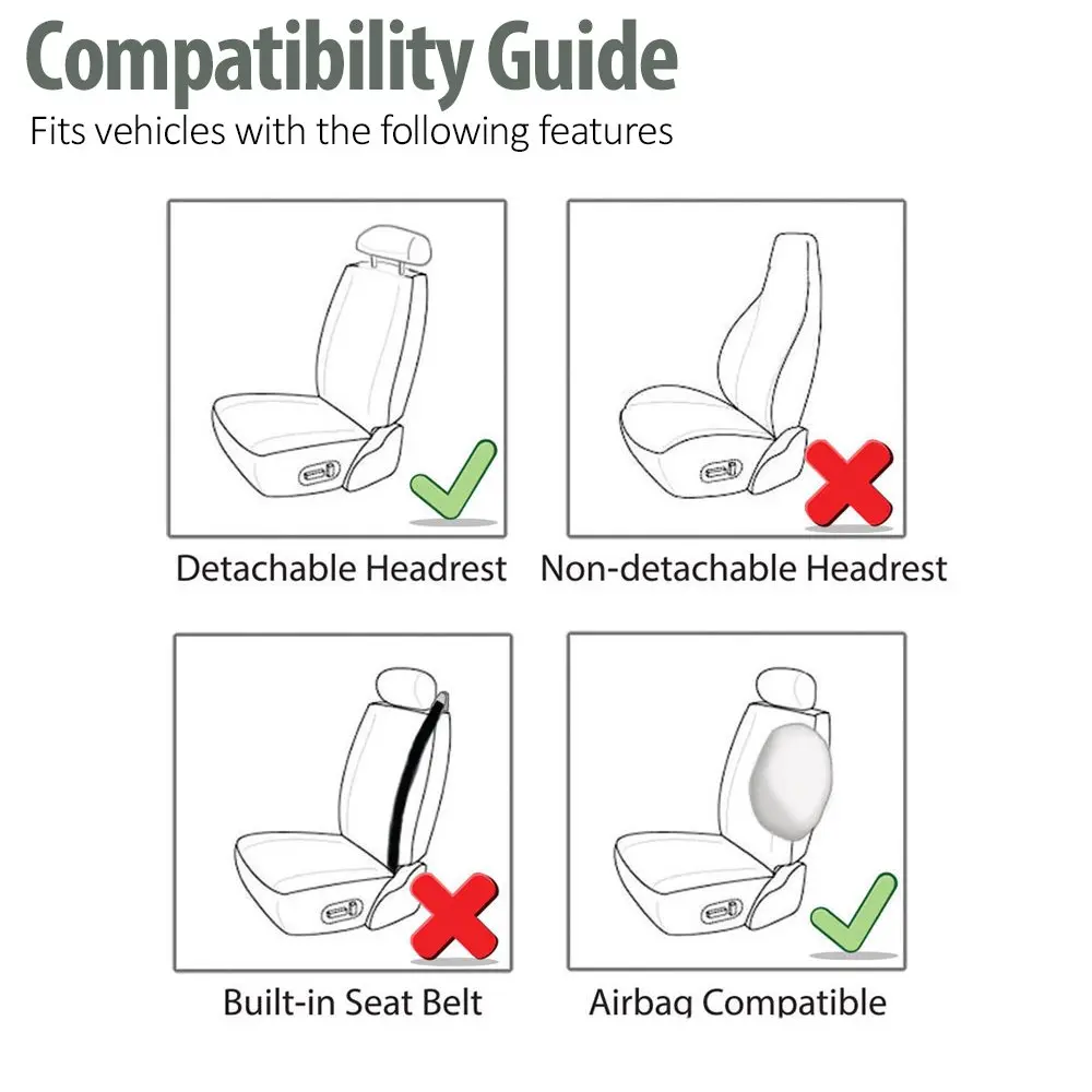 FH Group Front Set Cloth Car Seat Covers - Low Back, Universal Fit, Airbag Compatible, Pink - view 5