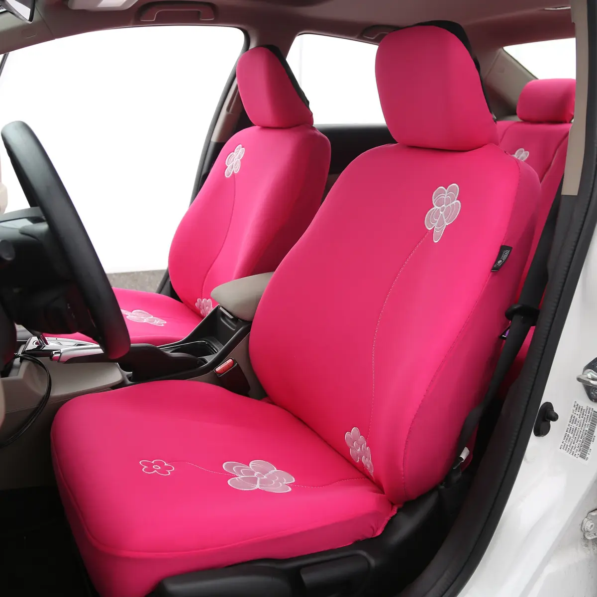 FH Group Front Set Cloth Car Seat Covers - Low Back, Universal Fit, Airbag Compatible, Pink - view 2