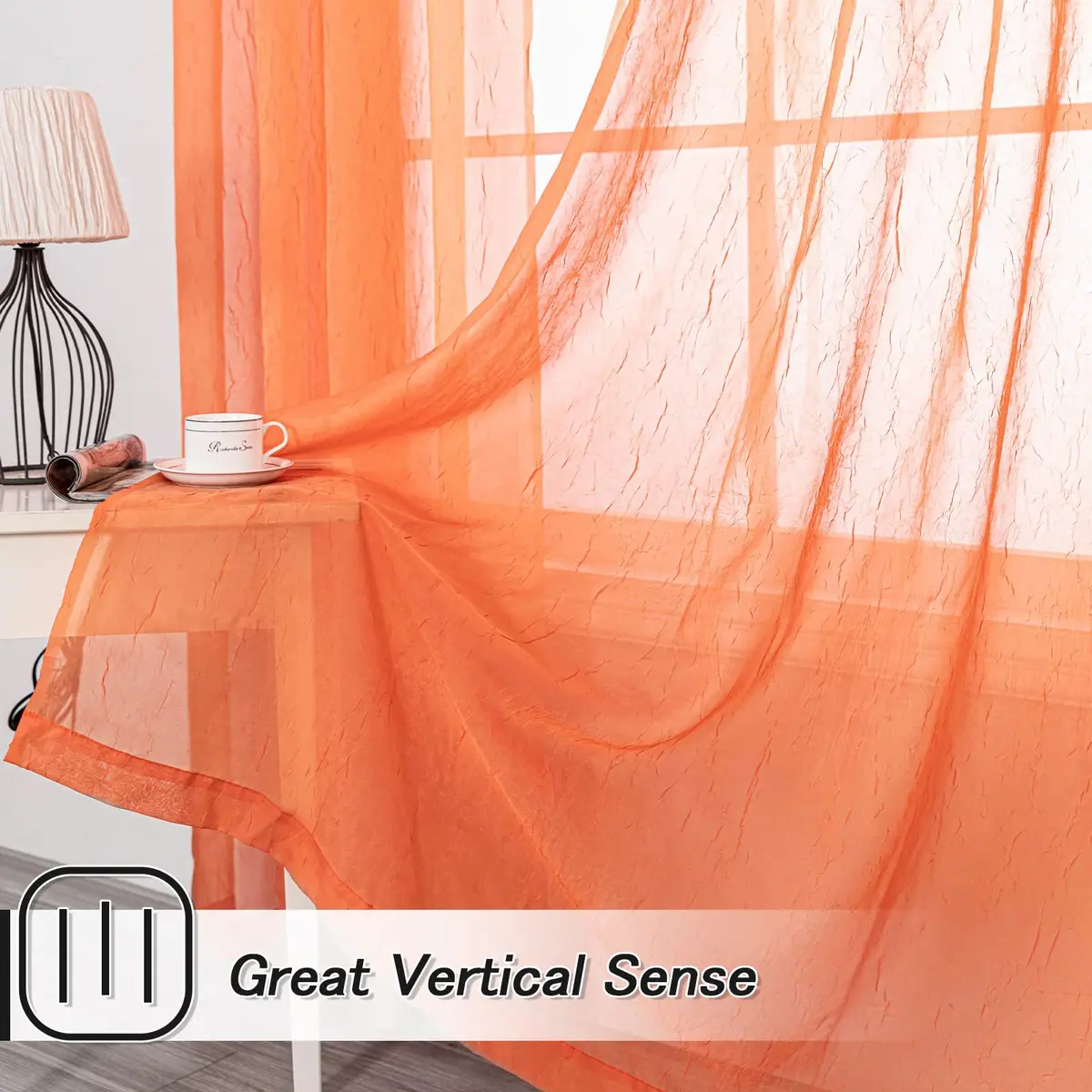 MYSKY HOME Crushed Voile Sheer Curtains 51" x 63" | Light-filtering, Durable & Stylish (70-120 chars) - view 3