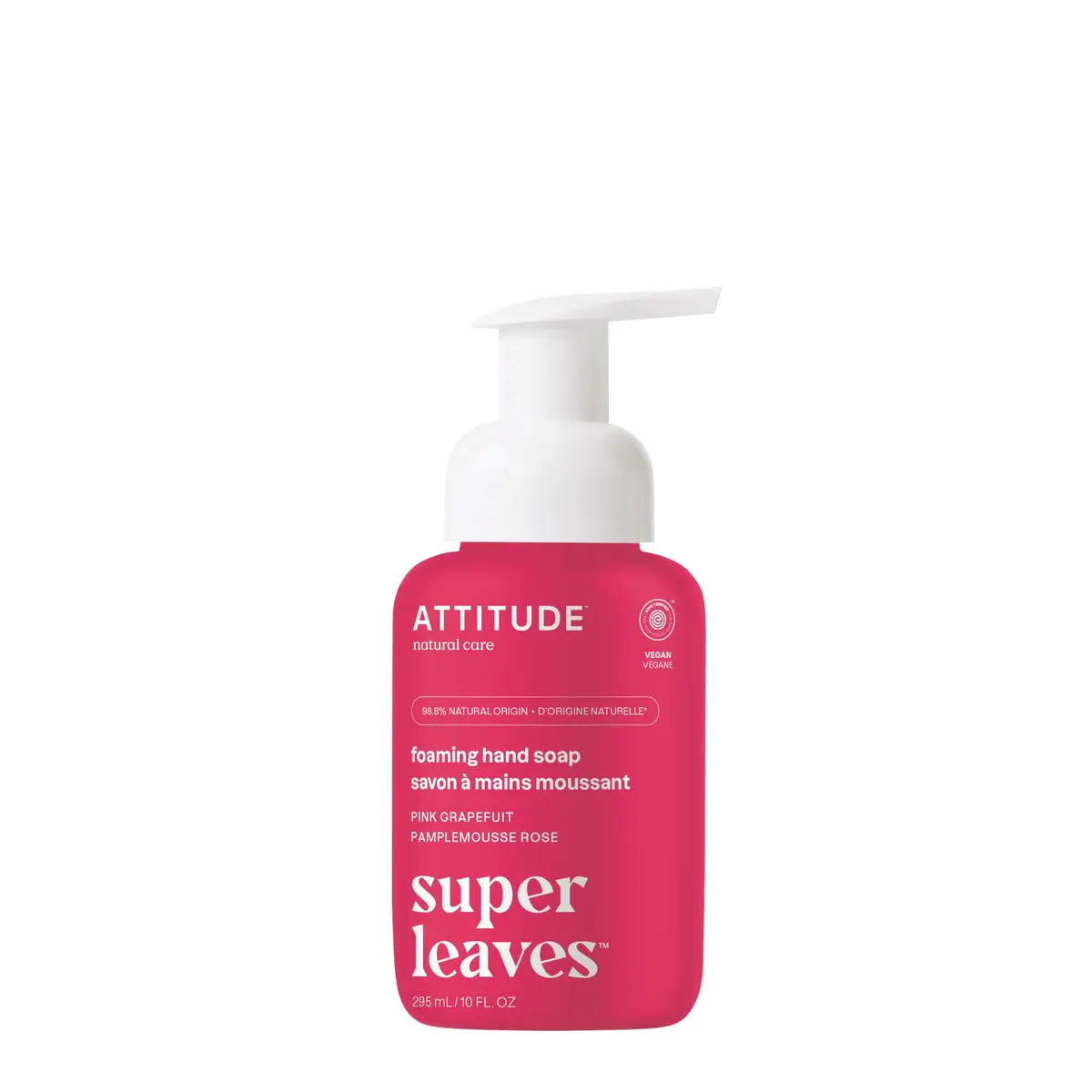 ATTITUDE Foaming Hand Soap Pink Grapefruit 295ml (10 Fl Oz) | EWG Verified Natural Formula - main product image