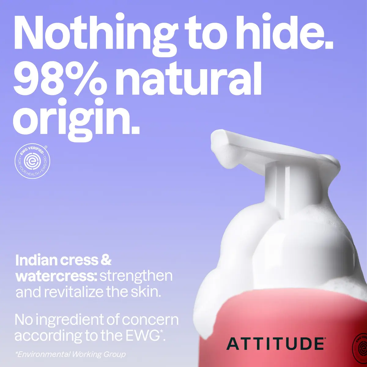 ATTITUDE Foaming Hand Soap Pink Grapefruit 295ml (10 Fl Oz) | EWG Verified Natural Formula - view 3