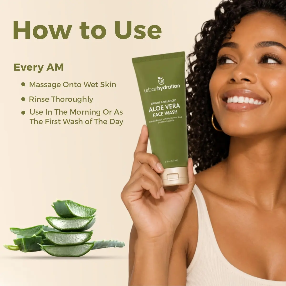 Urban Hydration Bright & Balanced Aloe Vera Leaf Face Wash - 6 Fl Oz | Gentle, Hydrates, Detoxes, Helps with Acne, Suitable for All Skin Types - view 3