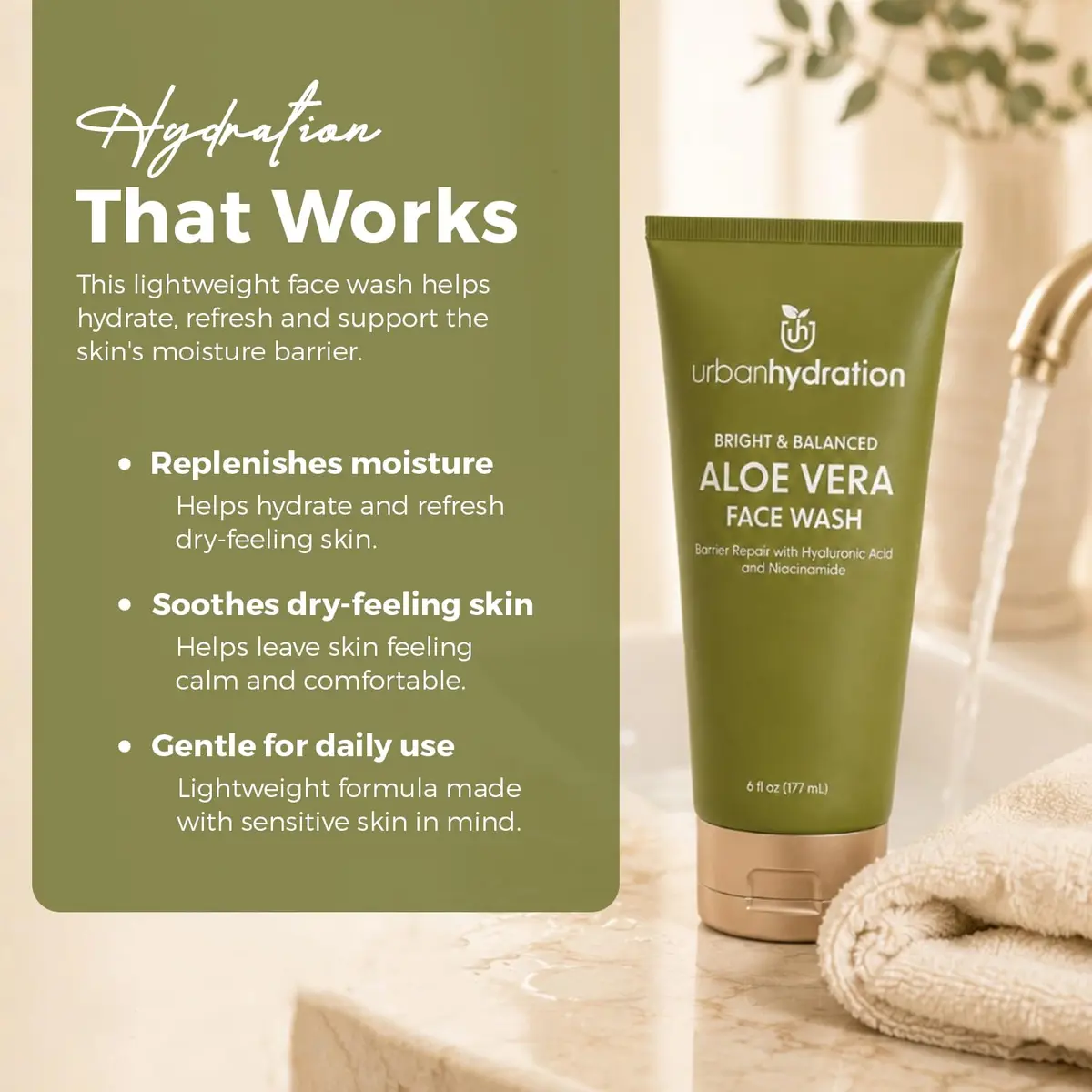 Urban Hydration Bright & Balanced Aloe Vera Leaf Face Wash - 6 Fl Oz | Gentle, Hydrates, Detoxes, Helps with Acne, Suitable for All Skin Types - view 4