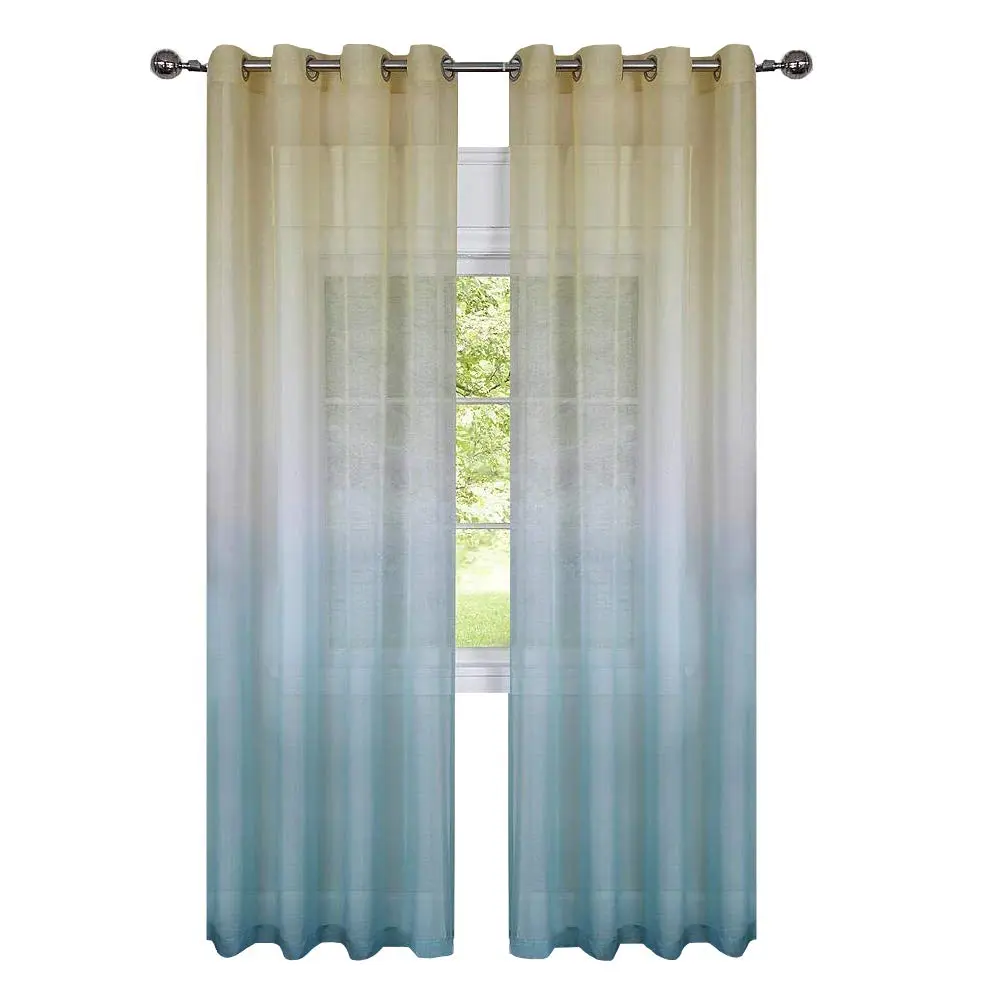 GoodGram 2 Pack Semi Sheer Ombre Grommet Curtain Panels - Assorted Colors (Citrus Multi) | Modern Ombre Design - view 2