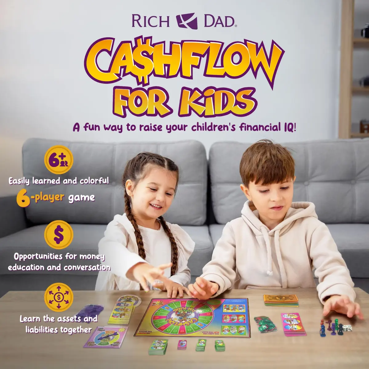 Rich Dad CASHFLOW for Kids Board Game, Children's Edition, 11 x 15 inches | Educational Money Game for Ages 6+ - view 2
