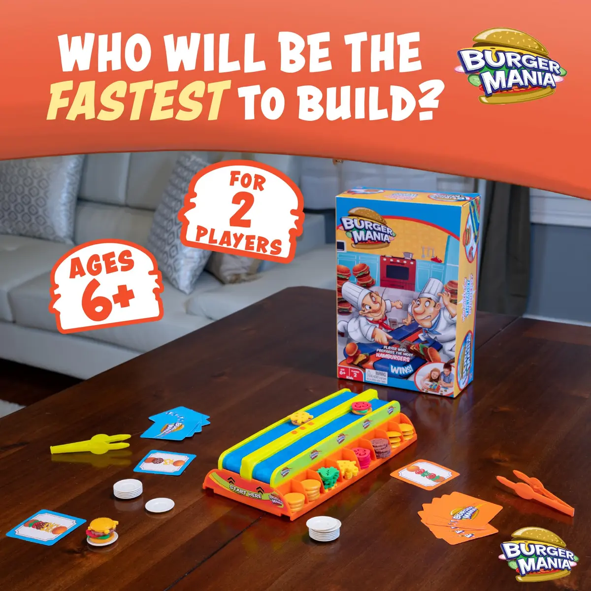 Fotorama Burger Mania Fast-Paced Conveyor Belt Building Game for Kids Ages 6 & Up | Improves Fine Motor Skills - view 5