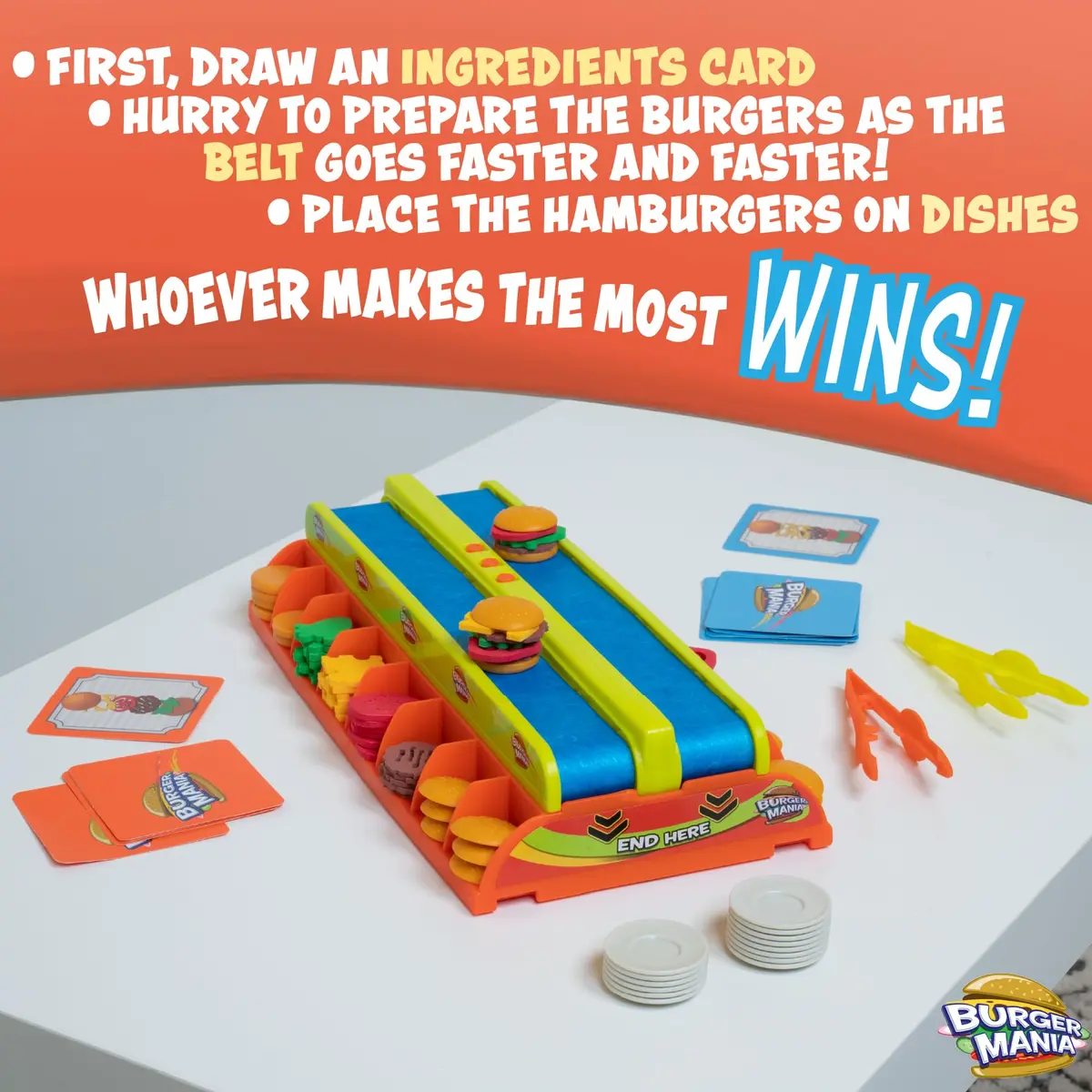 Fotorama Burger Mania Fast-Paced Conveyor Belt Building Game for Kids Ages 6 & Up | Improves Fine Motor Skills - view 3