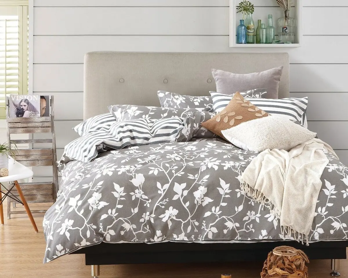 Swanson Beddings Leafy Vines 3-Piece 100% Cotton Bedding Set | Modern Eco-Friendly Bedroom Decor (King) - view 2
