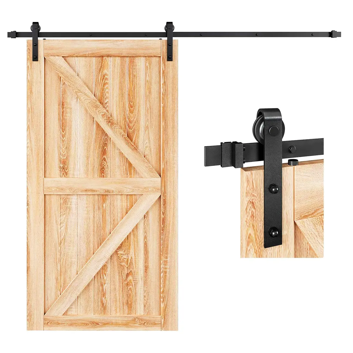 EaseLife 8 FT Sliding Barn Door Hardware Track Kit | Quiet & Smooth, Easy Install (8FT Track for 40-48" Wide Door) - main product image