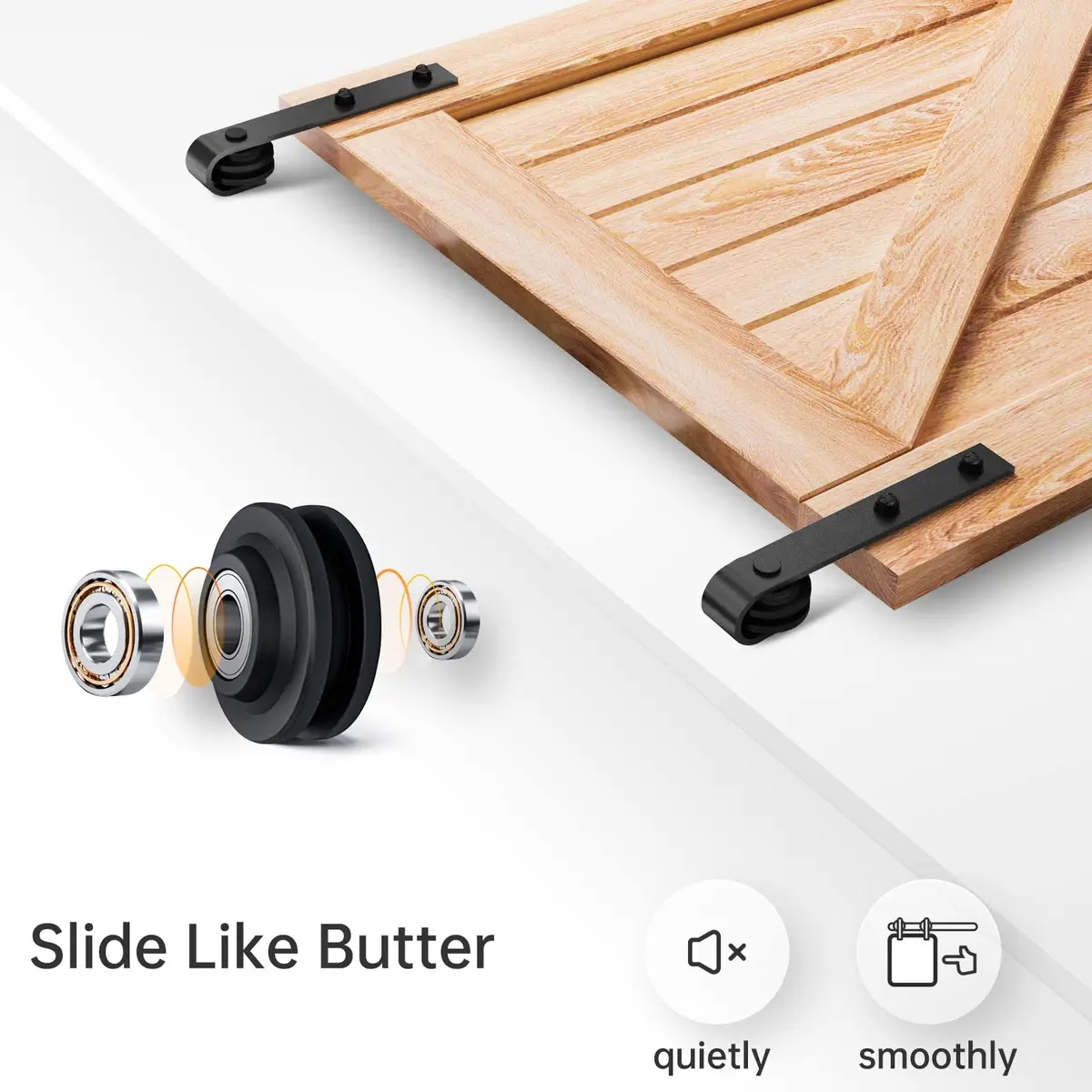 EaseLife 8 FT Sliding Barn Door Hardware Track Kit | Quiet & Smooth, Easy Install (8FT Track for 40-48" Wide Door) - view 3