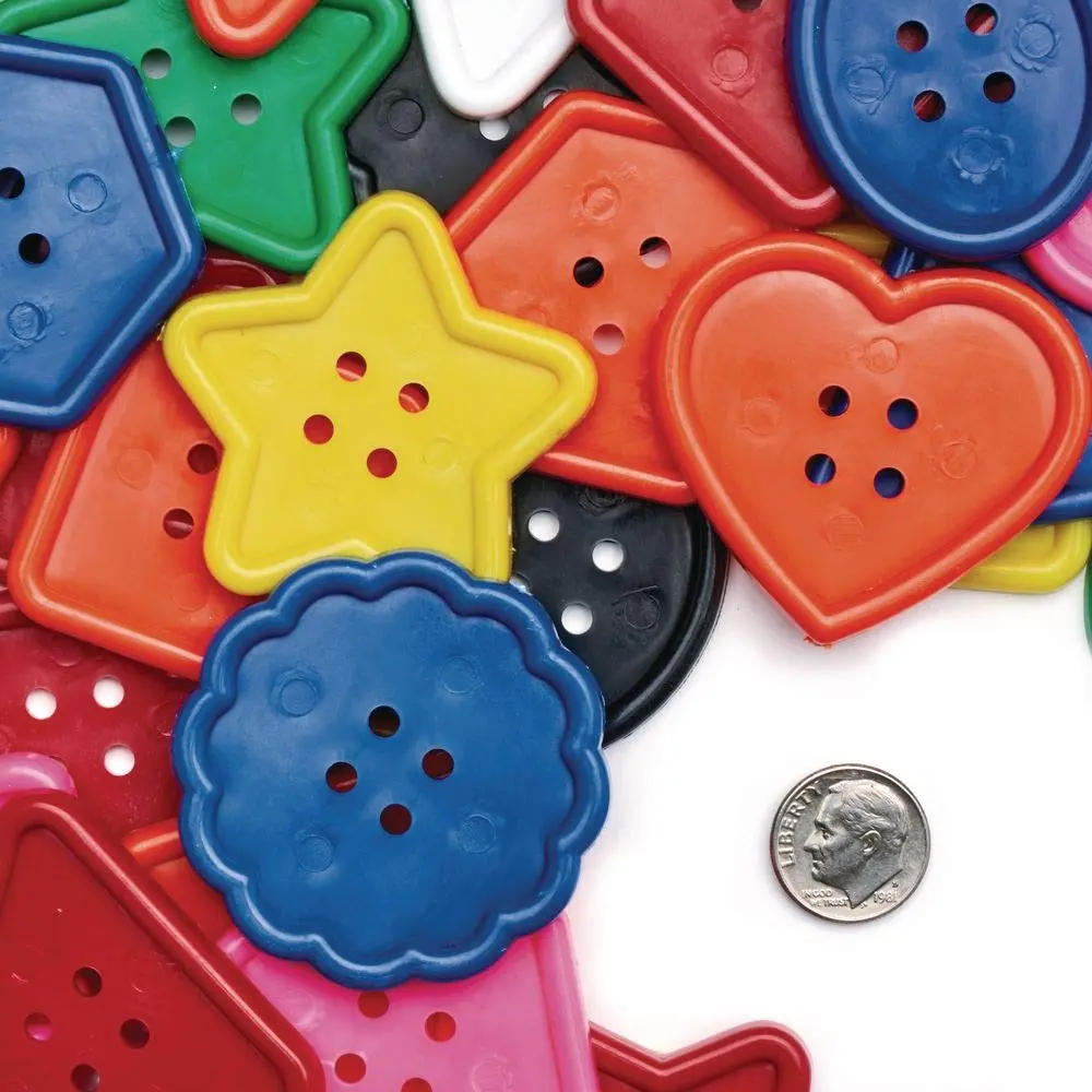 Colorations Really Big Bright Buttons, 130 Pieces (1 lb / 0.45 kg), 8 Shapes, Assorted Colors | Jumbo Craft Buttons for Kids - view 4