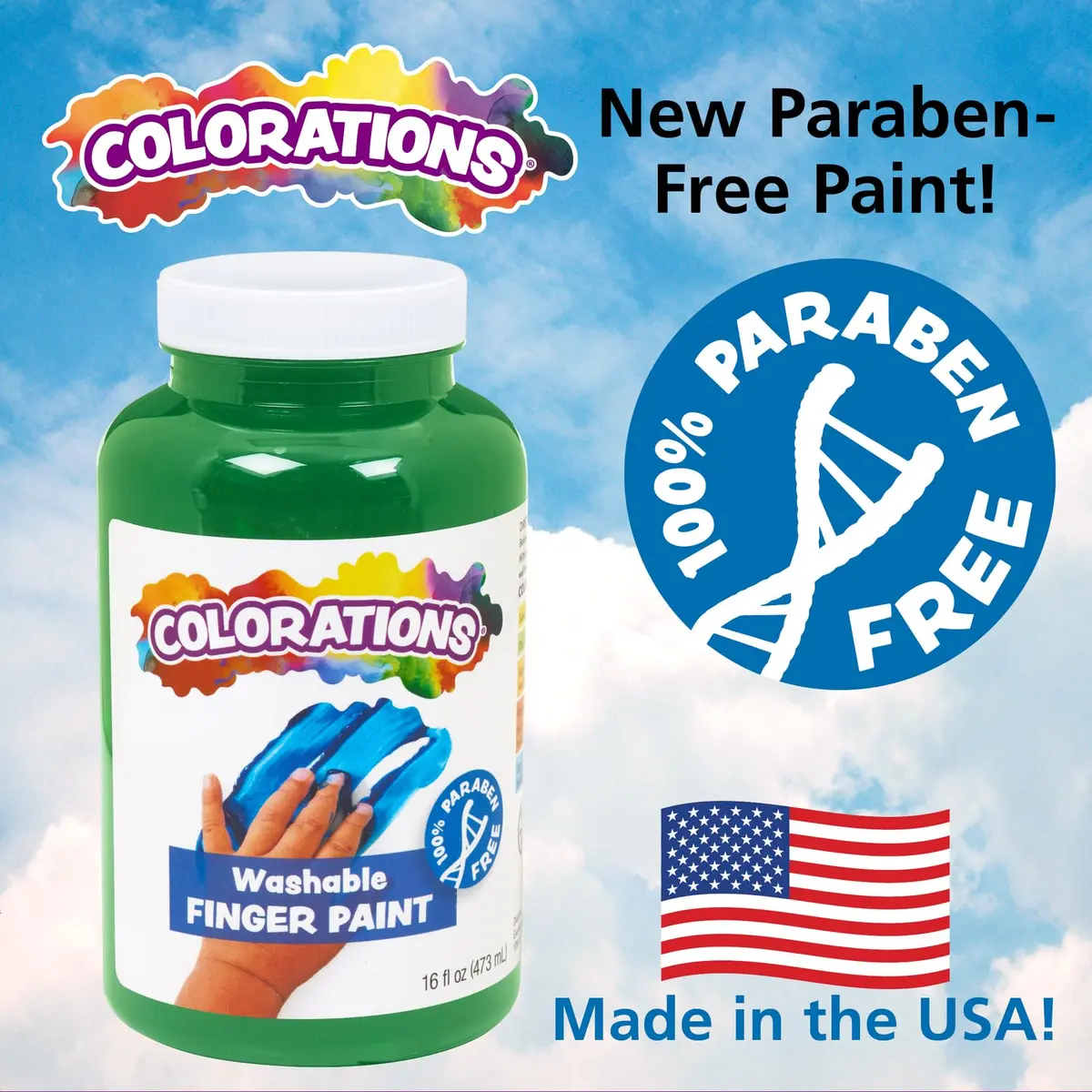 Colorations Washable Finger Paints, Brown, 16 fl oz | Non-Toxic, Paraben-Free, Made in USA - view 2