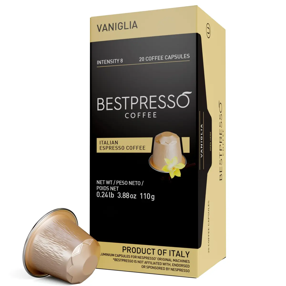 Bestpresso Coffee for Nespresso Original Machine 120 pods Vanilla | Certified Genuine Espresso - main product image