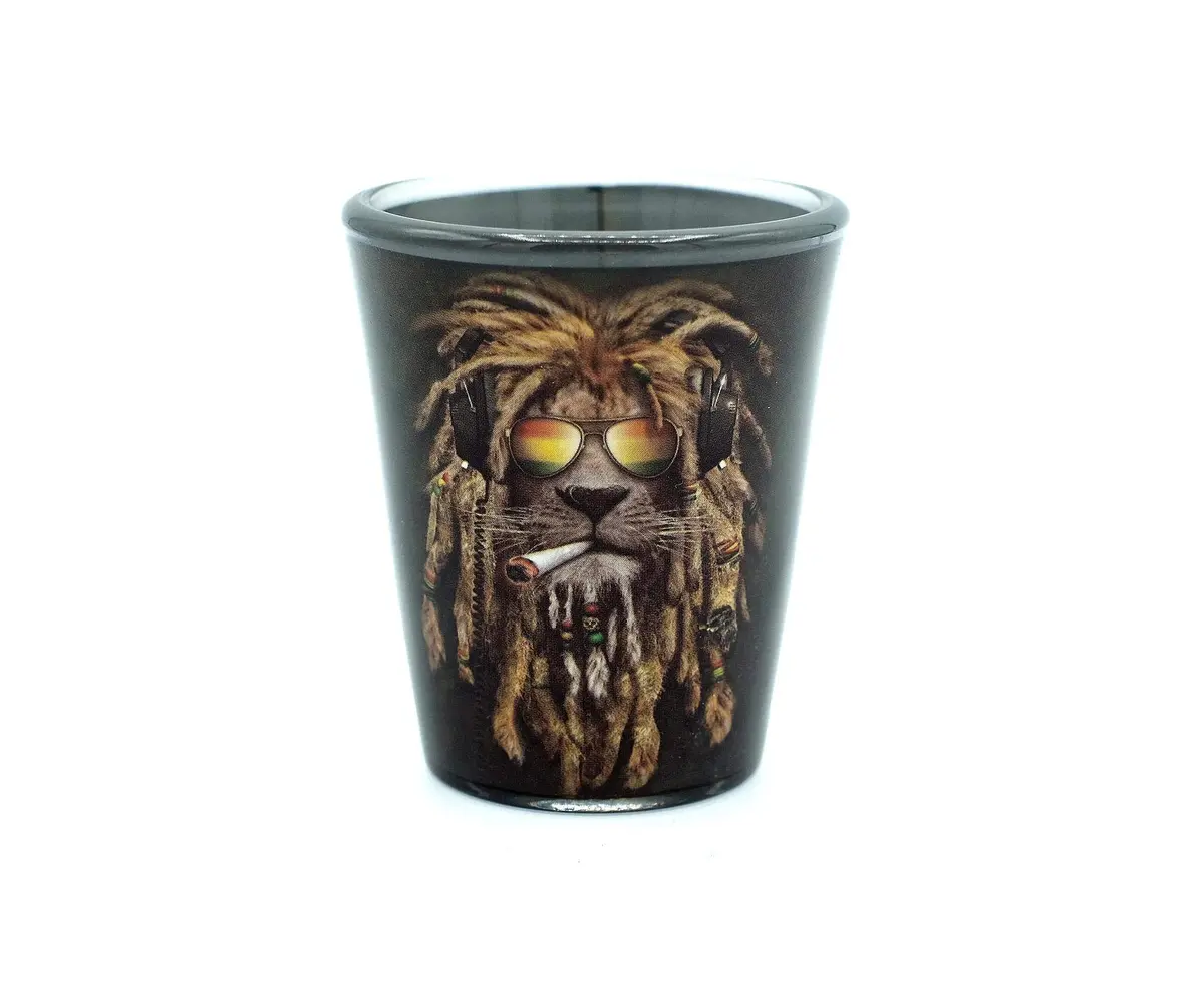 JUST FUNKY Reggae Lion 2oz Shot Glass | Animal Theme, Durable Glass, Hand Wash Only - main product image