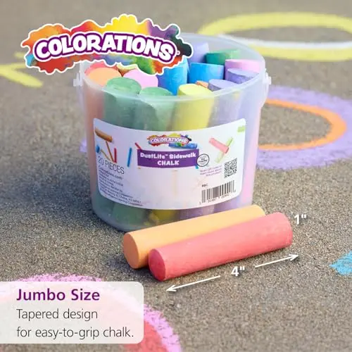 Colorations Jumbo Washable Sidewalk Chalk Set, 20 Pieces, 8 Assorted Colors | Non-Toxic, AP Certified, ASTM-D4236 - view 4