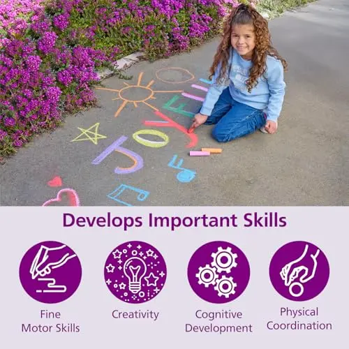 Colorations Jumbo Washable Sidewalk Chalk Set, 20 Pieces, 8 Assorted Colors | Non-Toxic, AP Certified, ASTM-D4236 - view 3