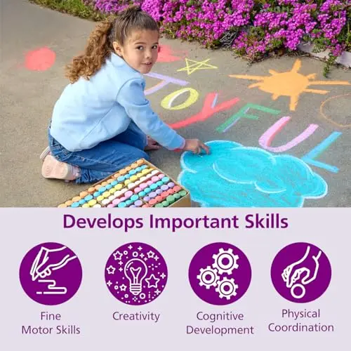 Colorations Jumbo Washable Sidewalk Chalk, 126 Pieces (4" x 1" Each) | Vibrant Colors for Outdoor Art - view 4