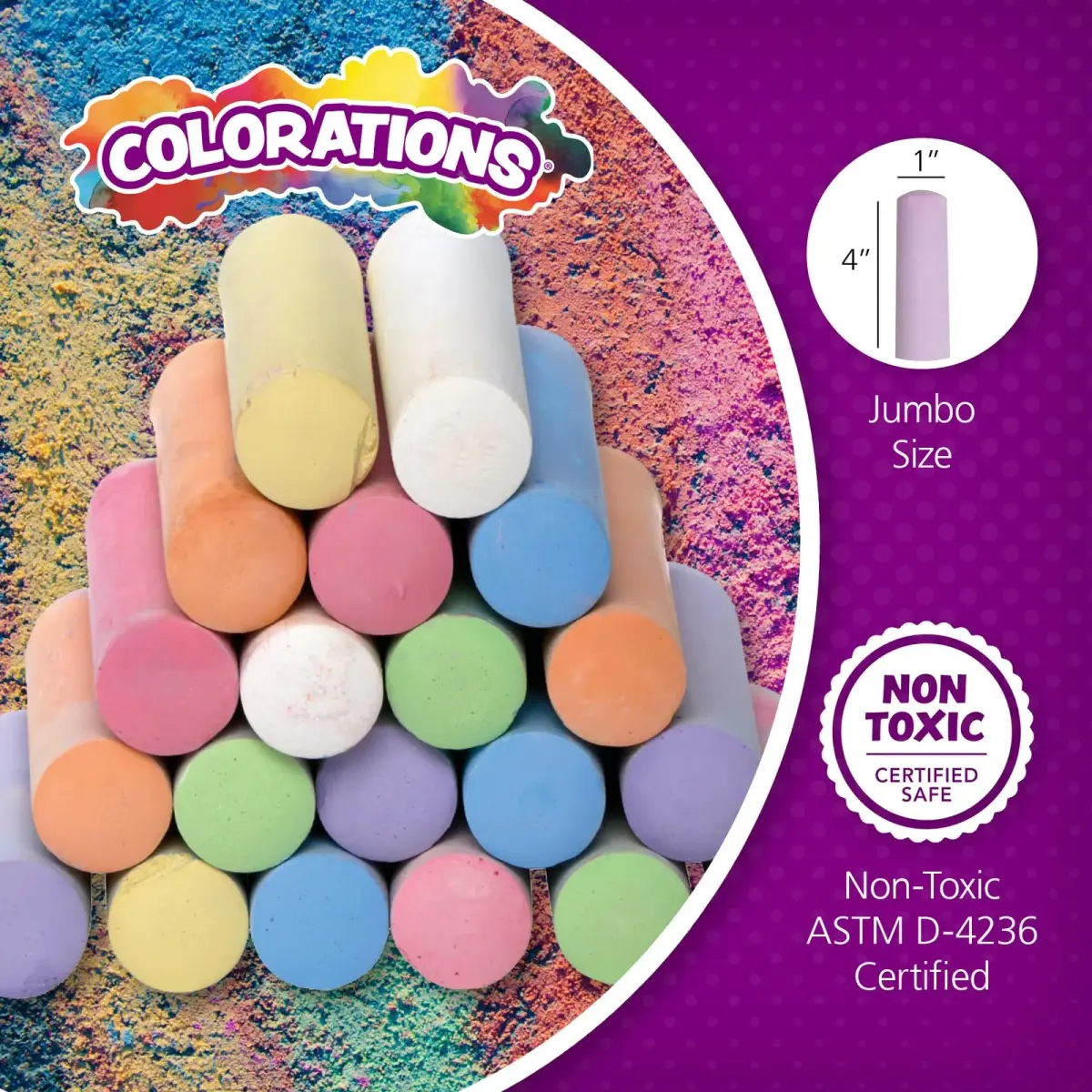 Colorations Chunky Chalk Eggs, Set of 18, 2 1/8 x 1 1/2 inches | Non-Toxic Sidewalk Chalk for Kids - view 6