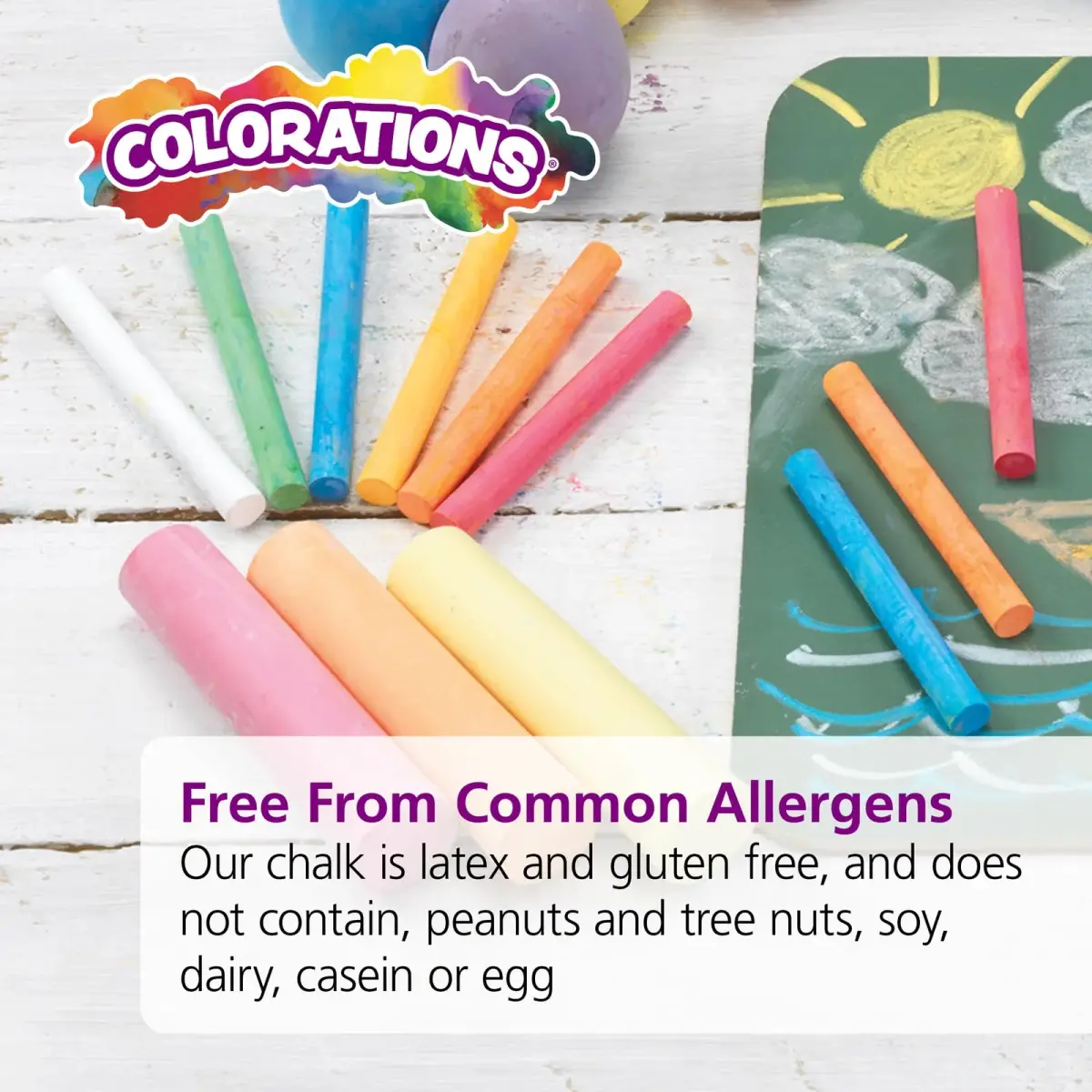 Colorations Chunky Chalk Eggs, Set of 18, 2 1/8 x 1 1/2 inches | Non-Toxic Sidewalk Chalk for Kids - view 2