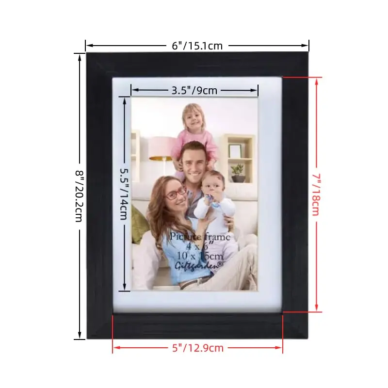 Giftgarden 4x6 Picture Frame Set of 8 | Wall & Tabletop Display with White Mats, Black Finish - view 5