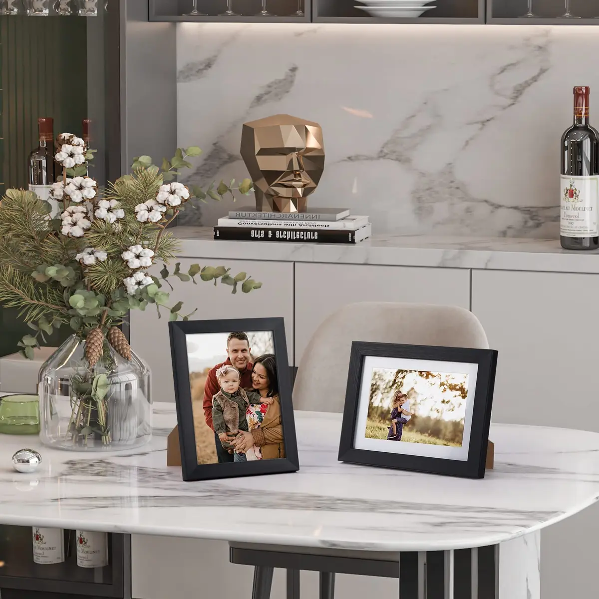 Giftgarden 4x6 Picture Frame Set of 8 | Wall & Tabletop Display with White Mats, Black Finish - view 2