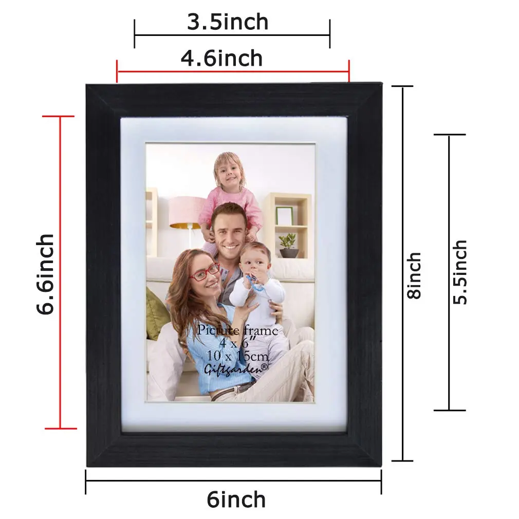 Giftgarden 4x6 Picture Frame Set of 8 | Wall & Tabletop Display with White Mats, Black Finish - view 3