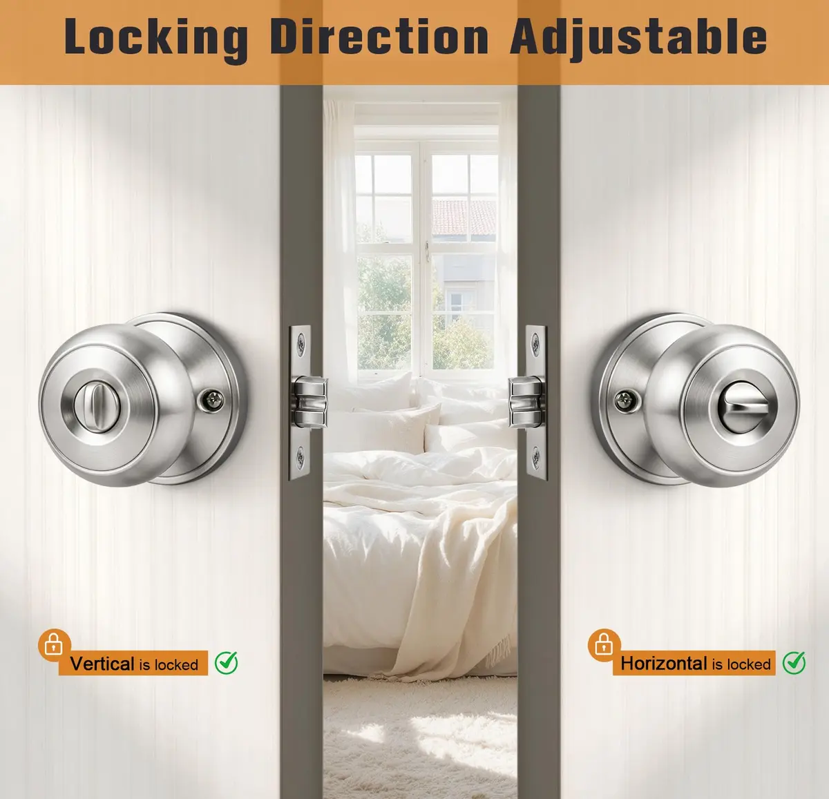 Probrico Brushed Nickel Door Knobs, Privacy Lock for Bathroom & Bedroom, 10 Pack | Easy Install, ANSI Grade 3 Certified - view 6