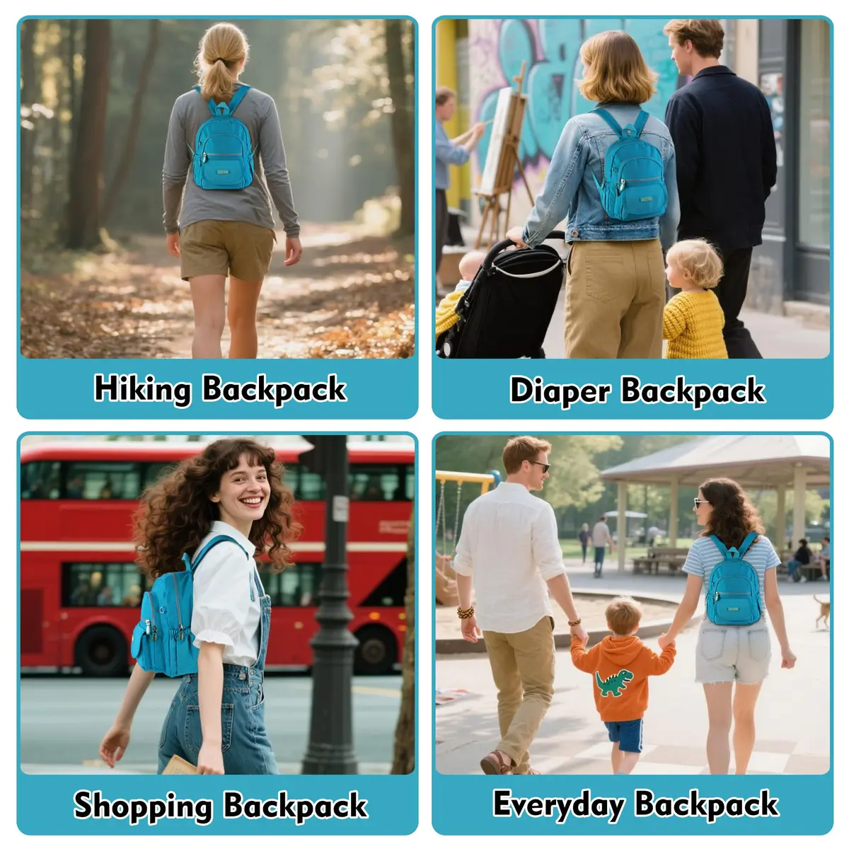 AOTIAN Mini Backpack for Women, Lightweight Nylon Small Daypack | Compact & Durable - view 2